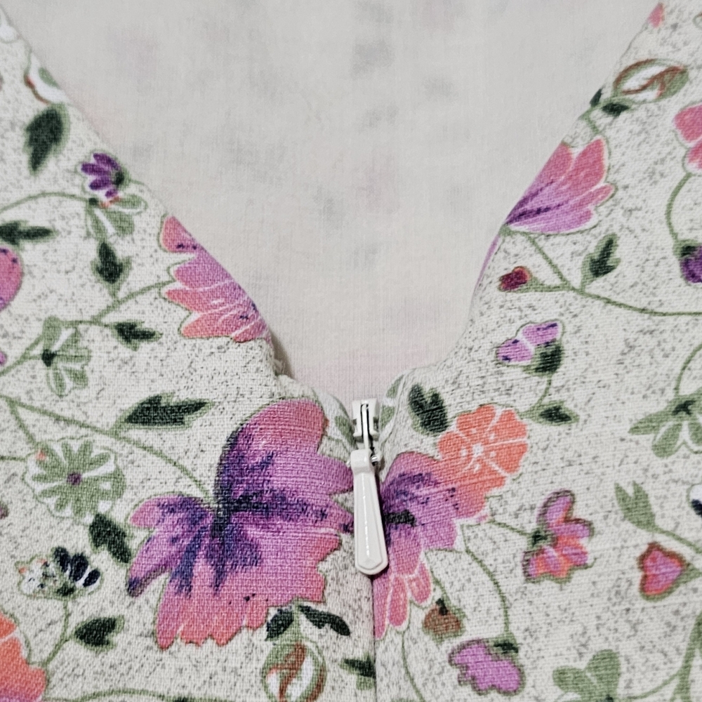 Pink Martini V Back Floral Fit and Flare Above Knee Dress Cotton Womens Medium - Picture 13 of 14